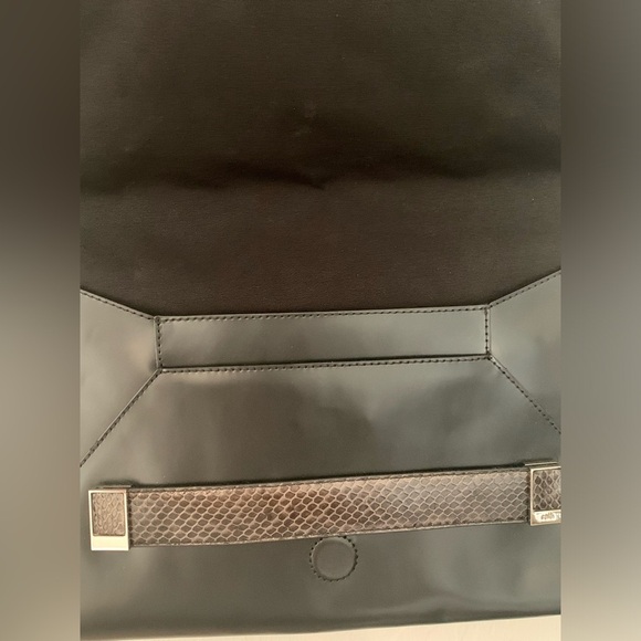 Rafe New York Bag Cowhide Snakeskin Large Clutch Shoulder Purse Chain Strap - Picture 9 of 13